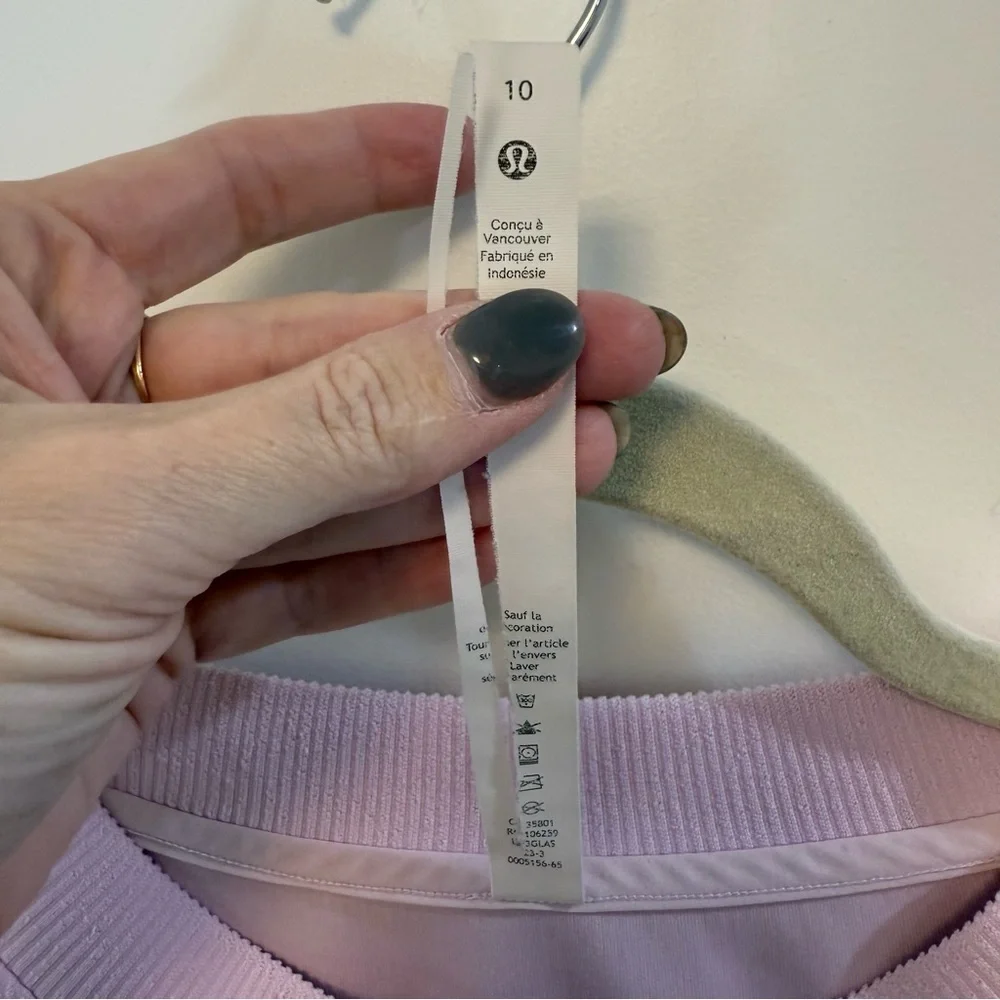 LULULEMON Crewneck Perfectly Oversized Ribbed Crop Crew in Meadowsweet Pink